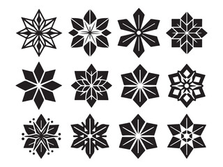 Ornate Snowflakes: A collection of intricate, stylized snowflakes in varying designs, perfect for winter and holiday-themed projects. 
