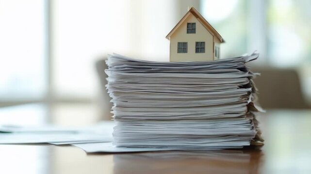 Stack of house mortgage documents symbolizing financial commitment and home ownership process