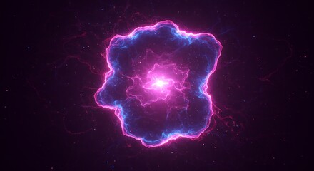 Glowing Nebula Pink Purple Energy Abstract Art. AI Generated