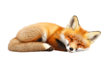 Obraz premium Sleeping red fox resting peacefully with soft fur and closed eyes, cut out