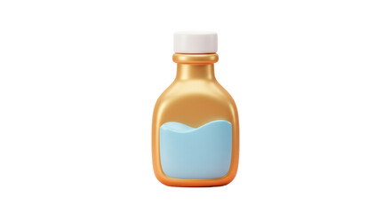 Isolated Amber Bottle with Blue Liquid Potion