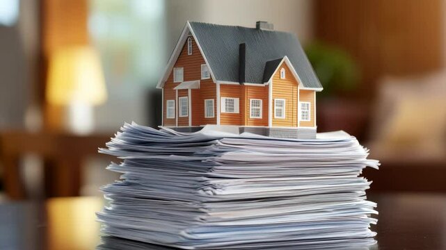 A stack of house mortgage documents symbolizing financial commitment and home ownership