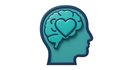 Isolated Brain with Heart Icon for Emotional Intelligence