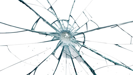 Fototapeta premium Broken Glass with Cracks on Transparent Background