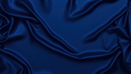 Fototapeta premium Navy blue silk satin. Silky shiny fabric. Dark luxury background with space for design. Banner. Wide. Long. Panoramic. Template. Empty. Flat lay, top view table. Beautiful.Elegant.Birthday,Christmas.
