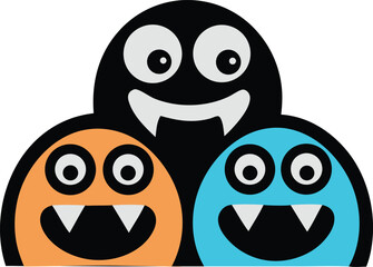 Fototapeta premium funny and cute colorful monsters for Halloween with big open mouths as copy space