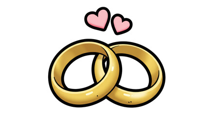 Isolated Wedding Rings with Hearts Symbolizing Marriage