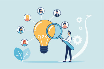 Capacity planning, resource management or efficiency analysis, demand provisioning, redundancy or utilization forecast, resource allocation concept, businessman magnify lightbulb capacity plan.