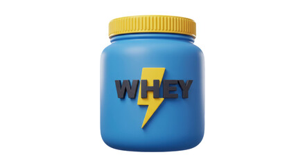 Isolated Whey Protein Container with Lightning Symbol