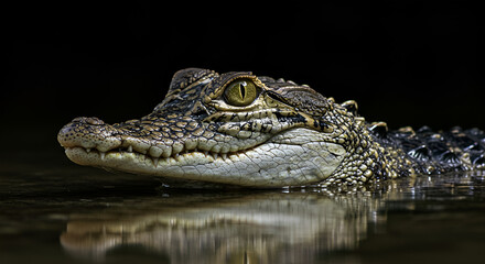 Fototapeta premium Alligator's Gaze Reflections Serenity Dark Waters Nature's Majesty Eye Contact