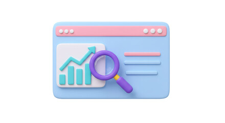 Isolated Website Analytics Page with Magnifying Glass