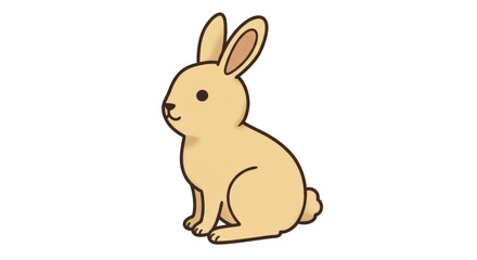 Isolated Cartoon Illustration of a Cute Brown Bunny Sitting