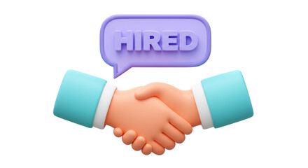 Isolated Hired Hands with Speech Bubble