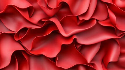 Fototapeta premium Crimson fabric drapes in soft, elegant folds, creating a dynamic background
