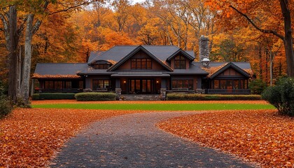 Autumn Home in Woods