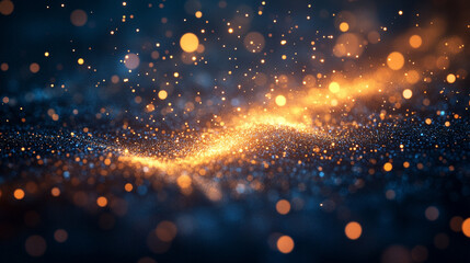 Fototapeta premium blue and gold lights swirl in a cosmic dance, symbolizing transformation and limitless possibilities. Digital fractal art creates a dynamic, ethereal atmosphere, evoking wonder and inspiration