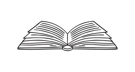Open library book doodle hand drawn icon. Outline drawing open book line clipart symbol