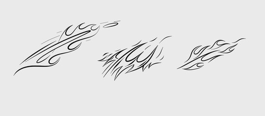 Outline Flame Set Hand Drawn Vector Image or any size ideal for advertising and posters, personal project or books, logos, etc.