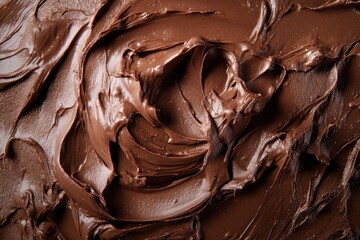 Rich, glossy chocolate frosting swirls in beautiful, tempting peaks. Perfect for dessert blogs, recipe illustrations, or sweet treat designs.