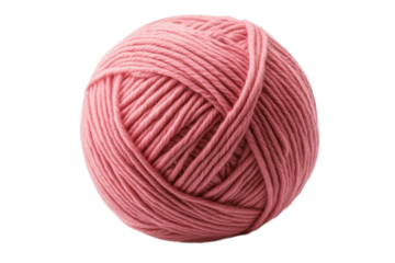 Pink ball of yarn isolated on white background, cut out