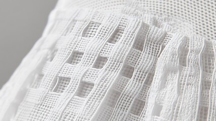 Delicate woven fabric with an open weave texture in a gentle white tone