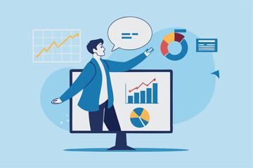 Investing data analysis to search for profit opportunity, financial chart and graph information, graph indicator for stock market trader, statistic concept, businessman investor on financial chart.