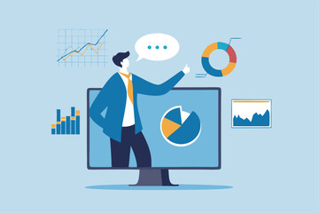 Investing data analysis to search for profit opportunity, financial chart and graph information, graph indicator for stock market trader, statistic concept, businessman investor on financial chart.