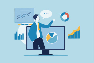 Investing data analysis to search for profit opportunity, financial chart and graph information, graph indicator for stock market trader, statistic concept, businessman investor on financial chart.