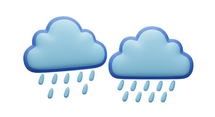 Isolated Cartoon Clouds with Rain Drops