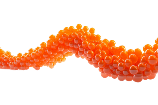 Dynamic orange sphere wave design abstract digital environment isolated on transparent background