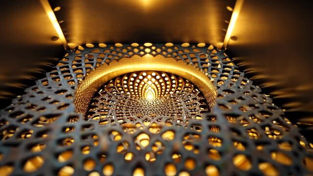 Layers of laser-cut metal reveal intricate geometric patterns and hidden depths