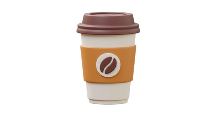 Isolated 3D Illustration of a Coffee Cup with Coffee Bean Icon