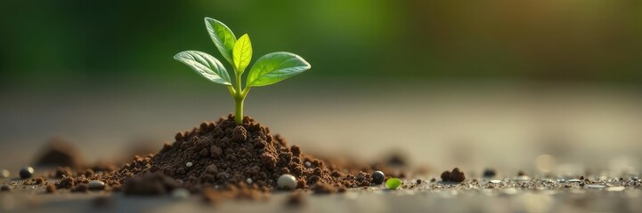 Single sprout growing out of a seed on a plain surface, sprout, seed