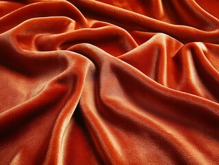Luxurious drapery of burnt sienna velvet fabric for textile designs background