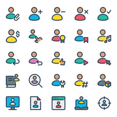 Fototapeta premium Filled outline icons set for Users, people.