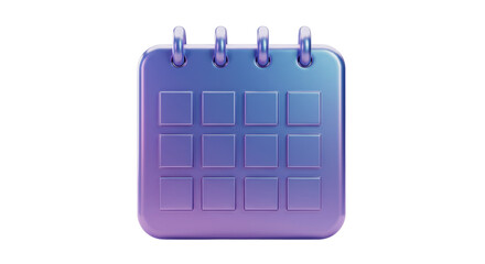 Isolated 3D Icon of a Calendar with a Gradient Effect