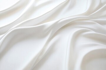 Draped White Silk Fabric Texture Close-up with Elegant Smooth Folds