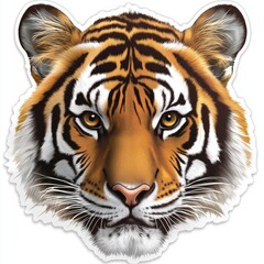 Obraz premium contour-cut sticker Tiger aesthetic quality of the beautiful, 3d rendering, design sticker, vector art sticker, high resolution, detailed, on white background generated AI