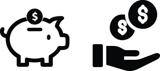 man with a piggy bank vector and cash savings money icon