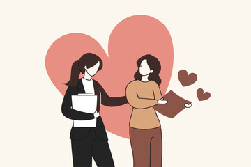 Compassion, support or help other who facing difficulty, empathy or sympathy, kindness or love to take care, heal feeling or giving care concept, young woman giving compassion to help colleagues.