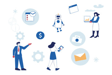 Internal communication, communicate within office, organization or company strategy, internal job, connection or community, work networking concept, business people colleague communicate to success.