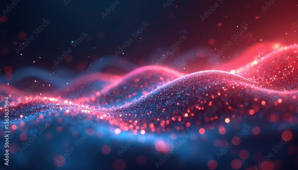 Poster Futuristic abstract background with red blue lights. High-tech network communication concept for tech banner web design. Digital innovation connection cyberspace. Modern AI technology.