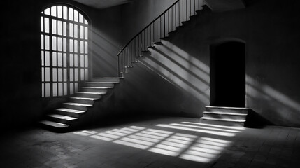 Fototapeta premium a dramatic film noir shootout in an abandoned building