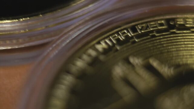 Cinematic Macro Slider Shot Crypto Bitcoin Ethereum Dogecoin XRP Ripple