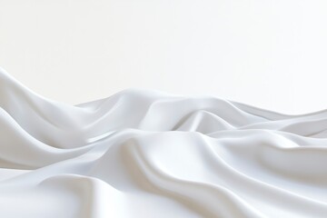 Elegant White Fabric Waves Creates a Smooth Abstract Background Texture