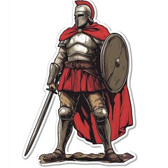 Fototapeta premium contour-cut sticker warrior mem's aesthetic quality of the beautiful, 3d rendering, design sticker, vector art sticker, high resolution, detailed, on white background generated AI