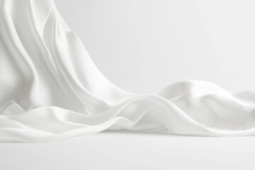 Elegant White Silk Fabric Flowing Smoothly on a Clean Background