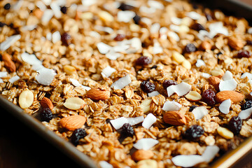 Homemade Granola with Nuts and Dried Fruits  AI-generated