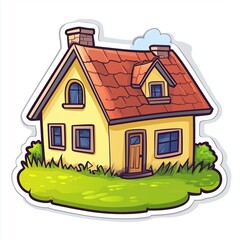 contour-cut sticker home aesthetic quality of the beautiful, 3d rendering, design sticker, vector art sticker, high resolution, detailed, on white background generated AI