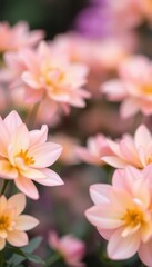 Fototapeta premium Soft-focus bokeh of pastel-colored flowers, blurred background, stamen, floral, pretty